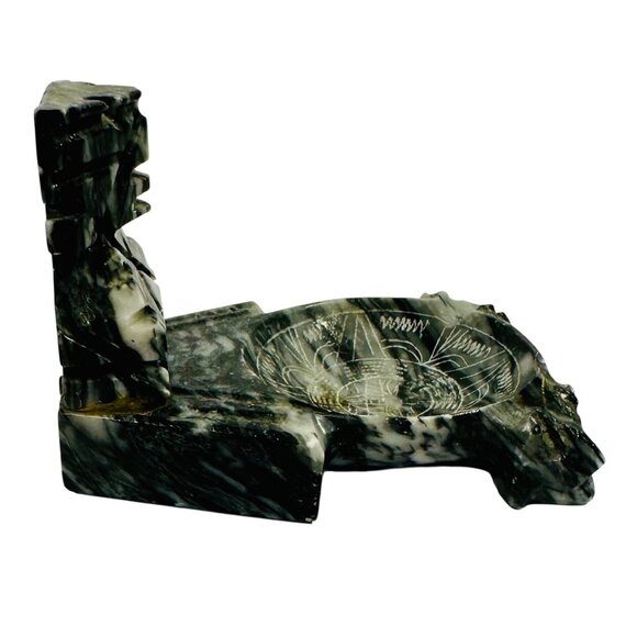 Vintage Hand-Carved Stone Mayan Aztec Ashtray Incense Coin Holder 1960s Souvenir - Picture 7 of 12